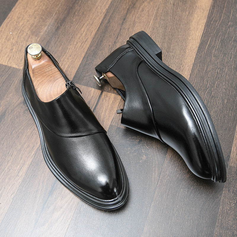 Mocassins d'affaires à bout pointu pour hommes avec fermeture à glissière, chaussures habillées élégantes et élégantes | 7823