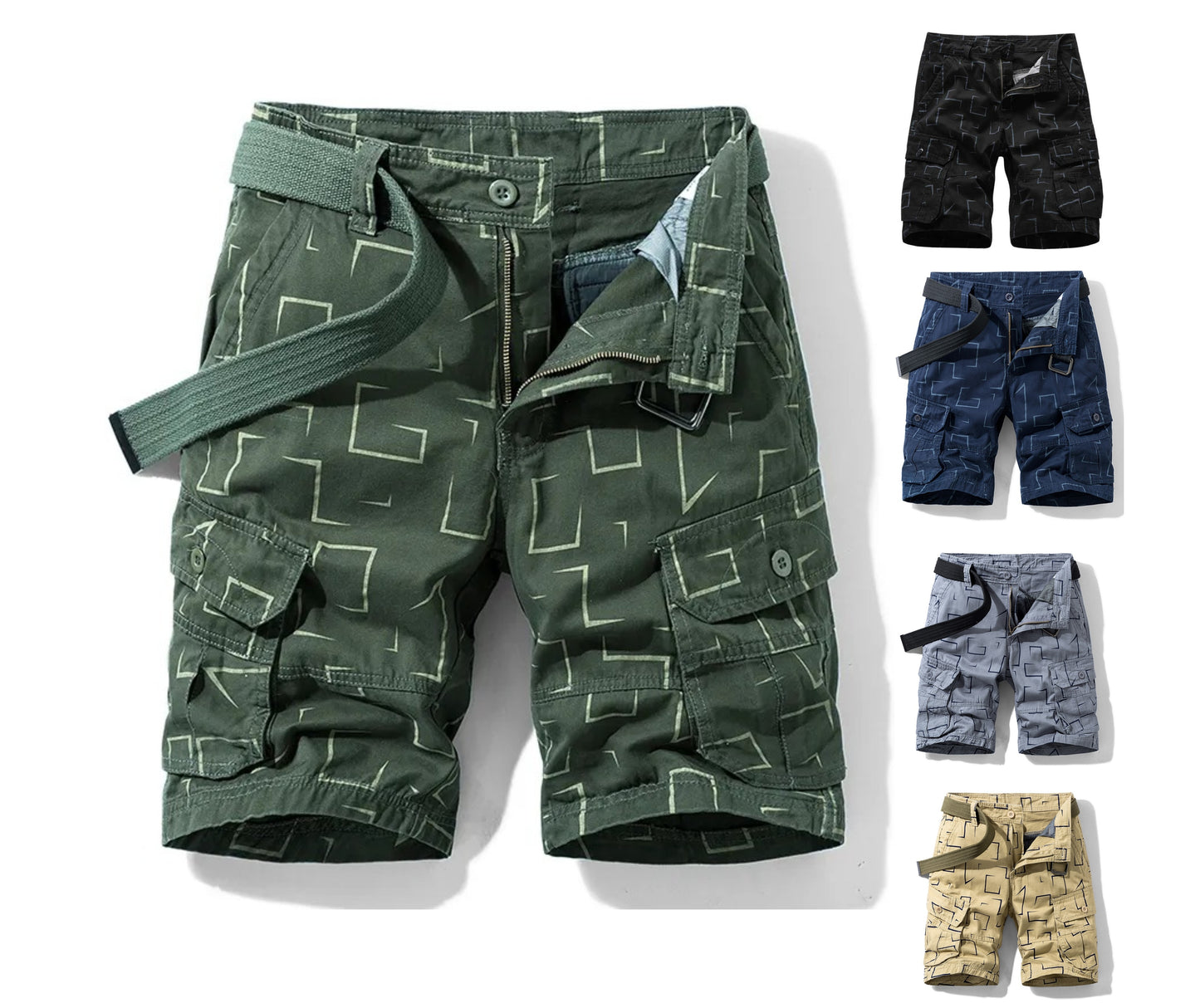 Short cargo pour homme, imprimé géométrique, décontracté, unisexe, en coton, tactique, pour femme | 27254