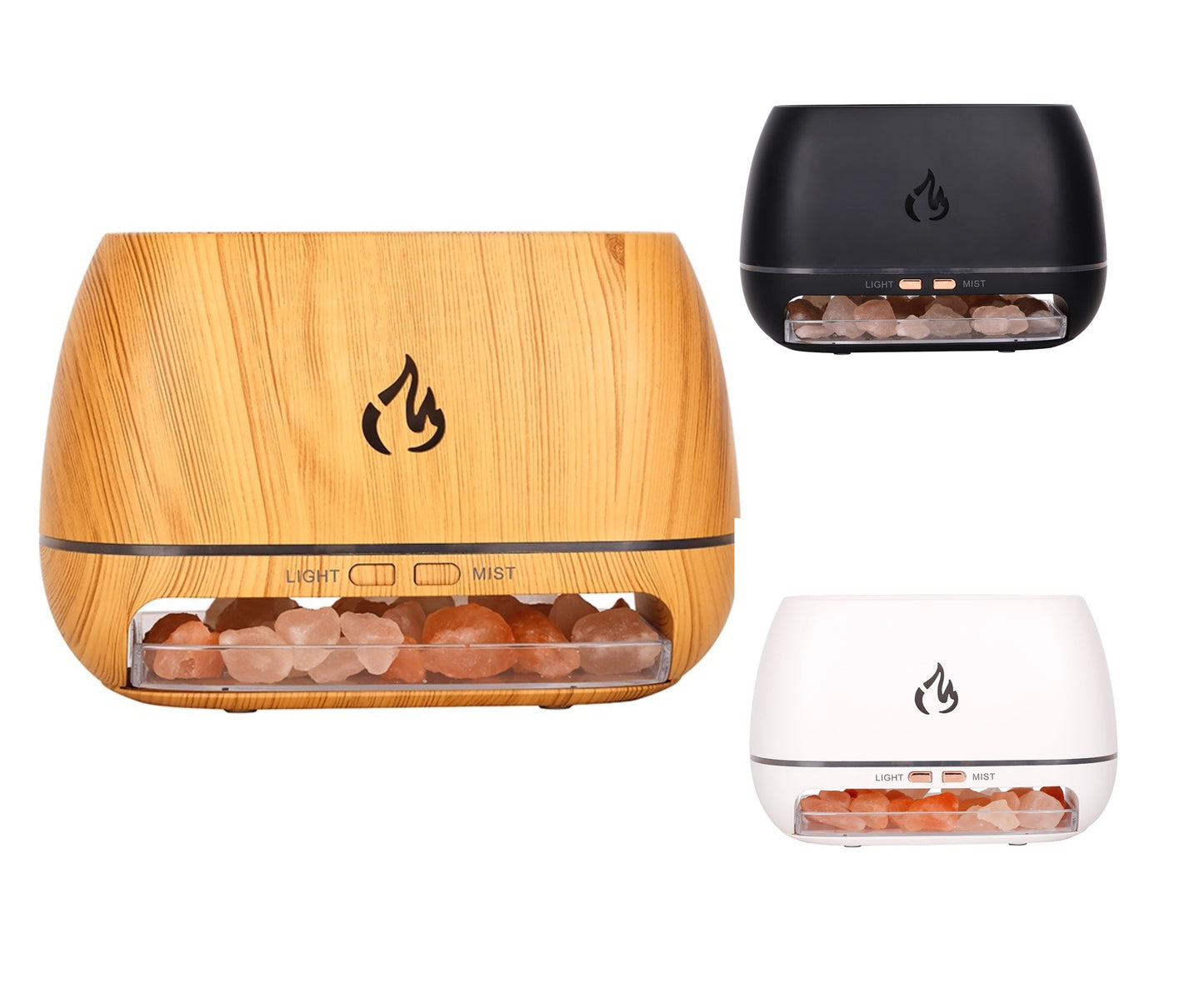 Umidificatori per aromi con cristalli di sale dell'Himalaya, 7 colori, LED USB, diffusore di oli essenziali per aromaterapia con fiamma di fuoco portatile | 101