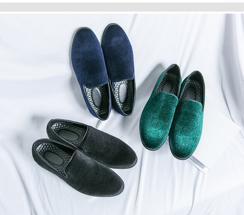 Chaussures à talon en daim fleuri pour hommes, chaussures en cuir grande taille à bordure croisée | 2223