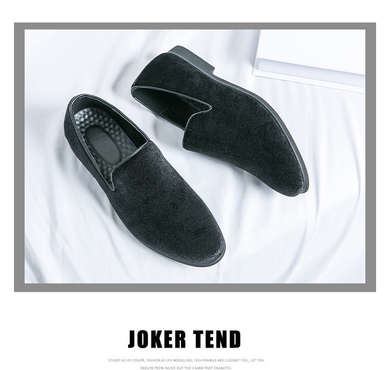 Chaussures à talon en daim fleuri pour hommes, chaussures en cuir grande taille à bordure croisée | 2223