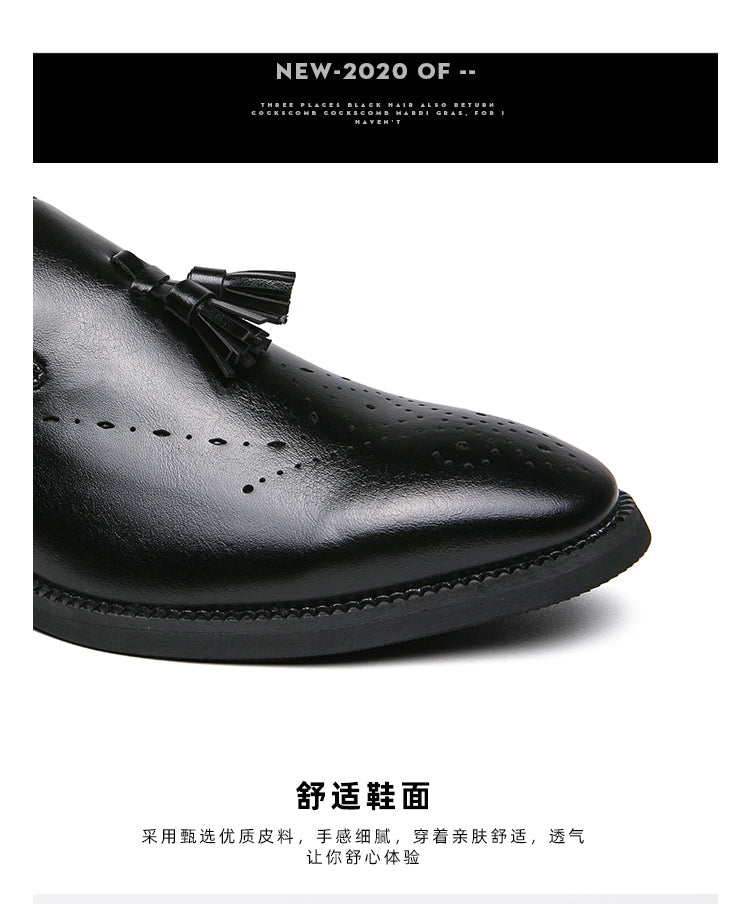 Mocassini in vera pelle Scarpe da esterno Scarpe casual in pelle intagliata con nappine a punta | 8739