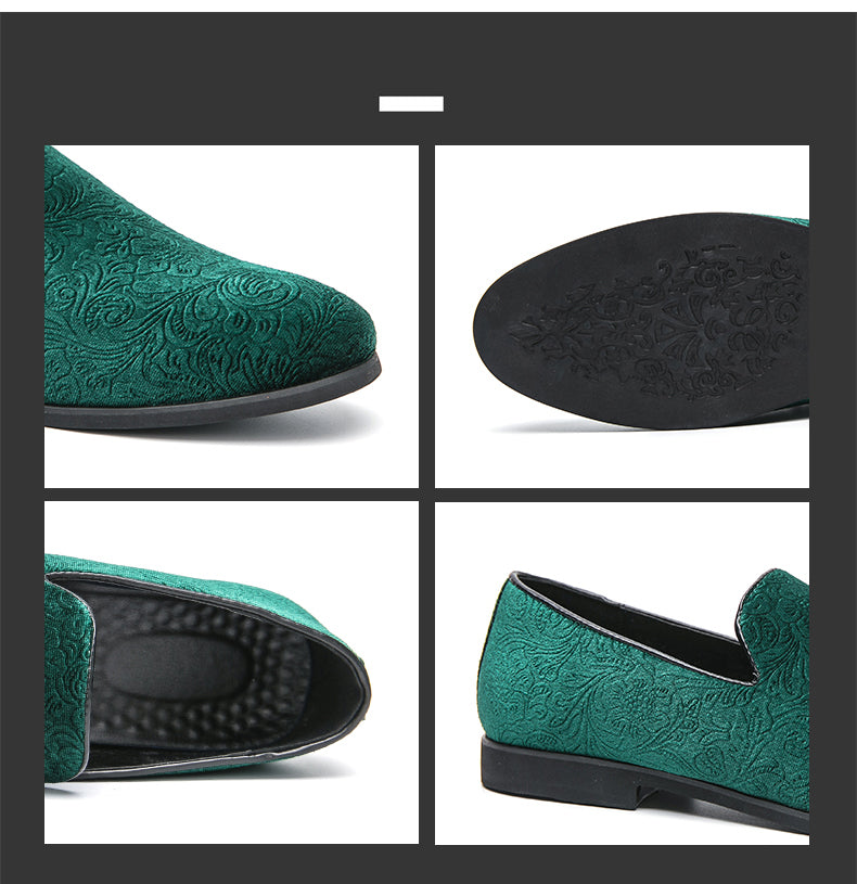 Chaussures à talon en daim fleuri pour hommes, chaussures en cuir grande taille à bordure croisée | 2223