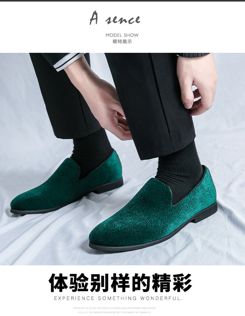 Chaussures à talon en daim fleuri pour hommes, chaussures en cuir grande taille à bordure croisée | 2223