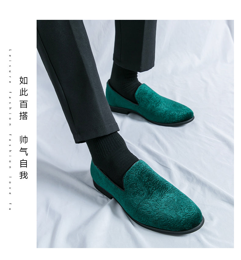 Chaussures à talon en daim fleuri pour hommes, chaussures en cuir grande taille à bordure croisée | 2223