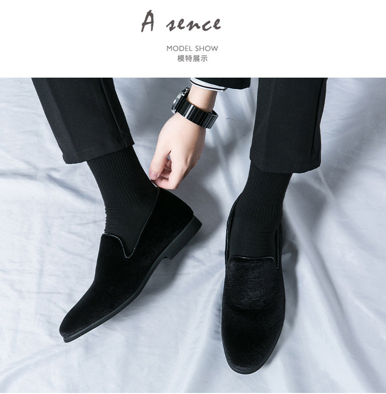 Chaussures à talon en daim fleuri pour hommes, chaussures en cuir grande taille à bordure croisée | 2223
