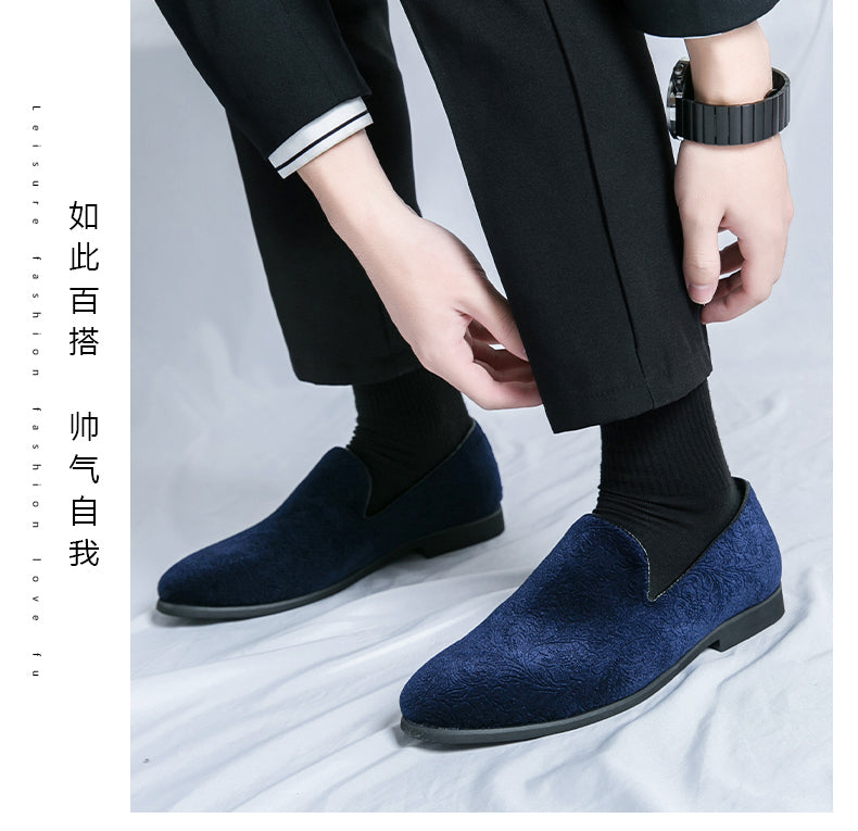 Chaussures à talon en daim fleuri pour hommes, chaussures en cuir grande taille à bordure croisée | 2223