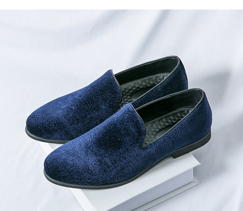 Chaussures à talon en daim fleuri pour hommes, chaussures en cuir grande taille à bordure croisée | 2223