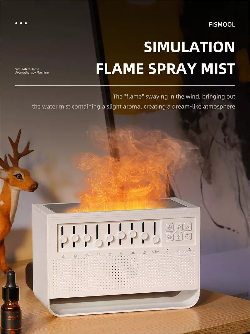 New Fancy Design 200ml Baby Care Sleeping Simulation 3d Fire Lamp Flame White Noise USB Music Essential Oil Diffuser | VR-WN03