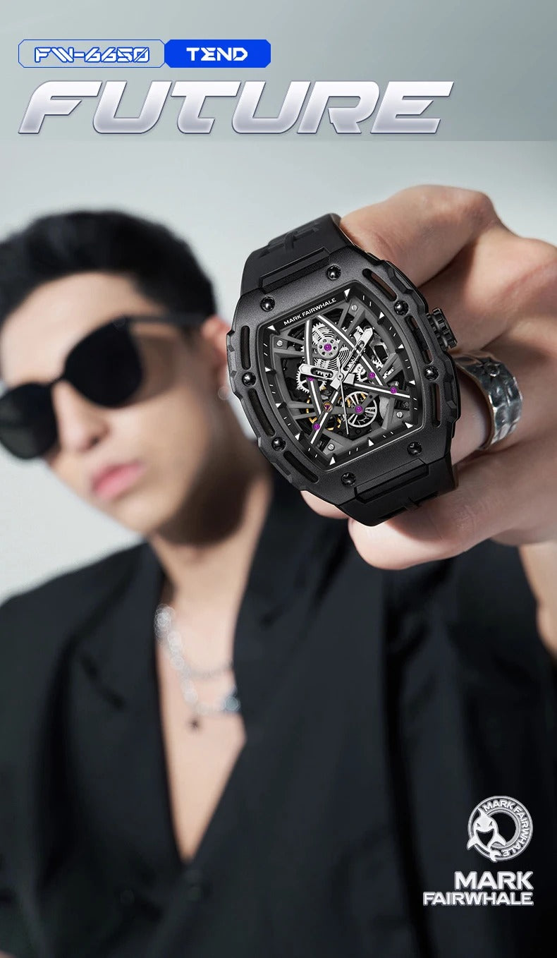 Montre-bracelet mécanique de luxe pour homme, montre automatique étanche en verre saphir | 6650