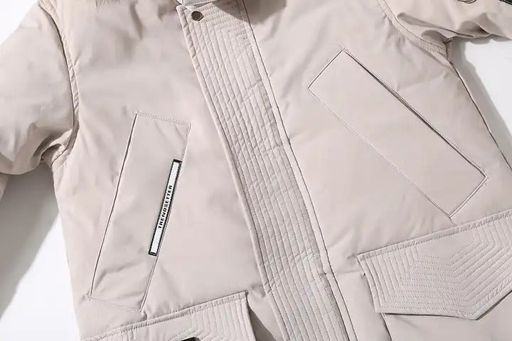Doudoune mi-longue pour homme avec capuche et col en fourrure et manteau en duvet de canard en velours | 896