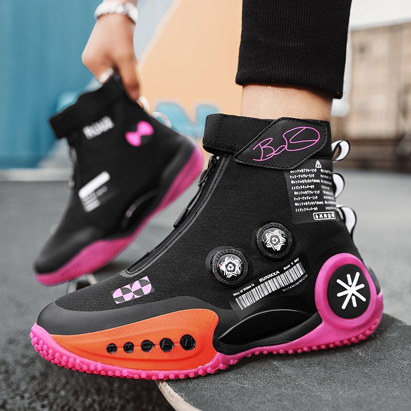 Baskets d'extérieur unisexes respirantes à boucle rotative, chaussures de sport décontractées, de course, de mode, blanc cassé | 8826