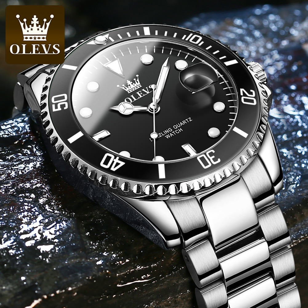 Men's Premium Stainless Steel Band Quartz Watch with Calendar Fashion Wristwatch | OLEVS5885