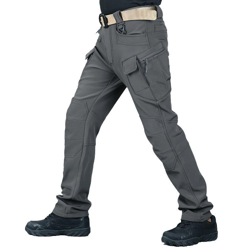 Tuta da trekking impermeabile da uomo, giacca a vento tattica, giacca con cappuccio, pantaloni da trekking, per uomo, pile termico, set da caccia | 00856