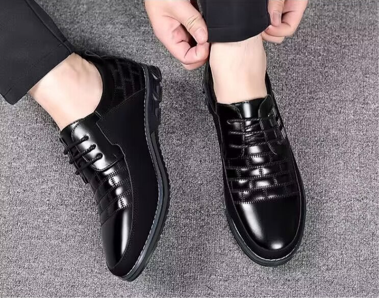 Men's Plaid British Style Derby Shoes Non-Slip Leather Loafers Moccasins Wedding Dress Shoes |
