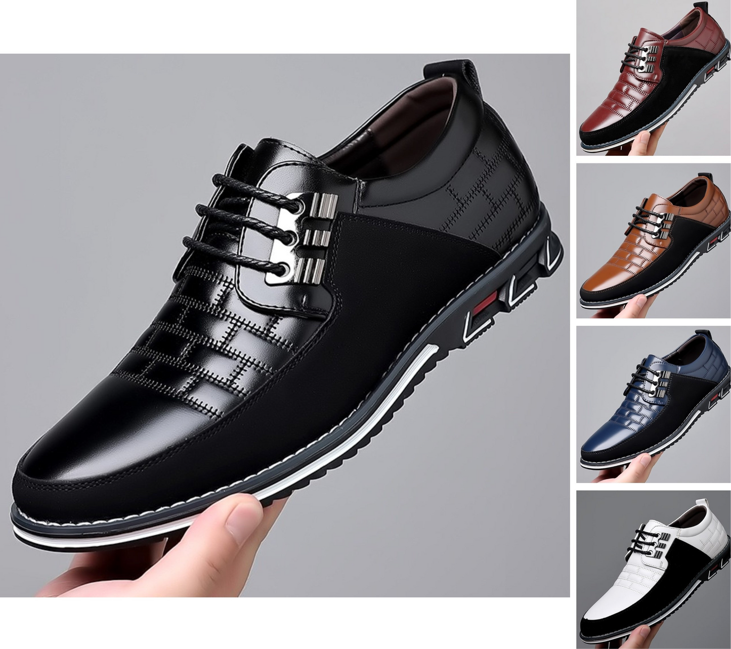 Men's Plaid British Style Derby Shoes Non-Slip Leather Loafers Moccasins Wedding Dress Shoes |