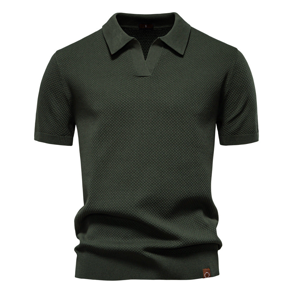 Men's Pineapple Knit Texture Polo Shirt - 2025 Summer Relaxed Fit Short Sleeve Top | PSD8025