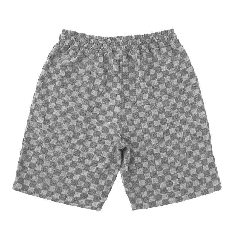 Men’s Trendy Checkerboard Polo Shirt & Matching Shorts Two-Piece Summer Outfit Set | CW-25