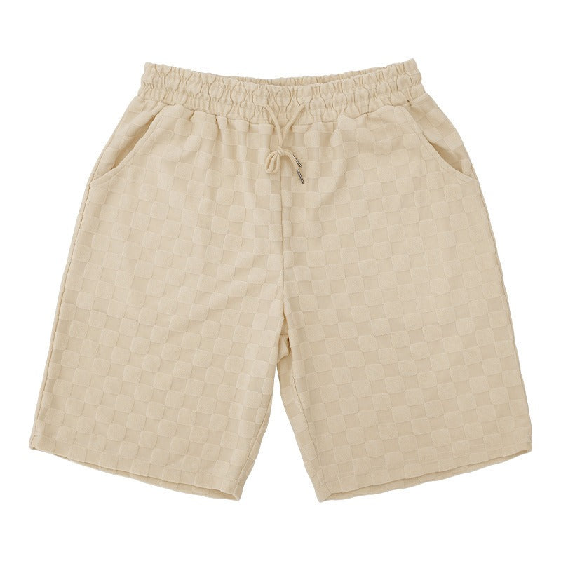 Men’s Trendy Checkerboard Polo Shirt & Matching Shorts Two-Piece Summer Outfit Set | CW-25