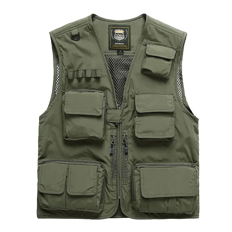 Gilet cargo multitasche da uomo, maglione da pesca per arrampicata, campeggio, escursionismo, gilet estivo