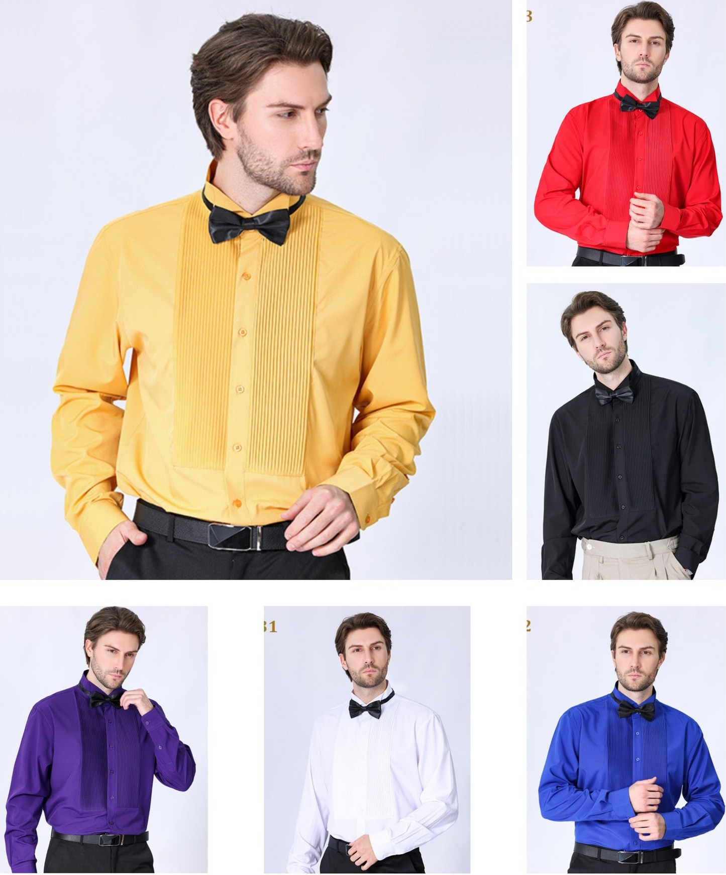Camicia da uomo con doppia pieghe, elegante camicia francese da lavoro di alta qualità | LF631
