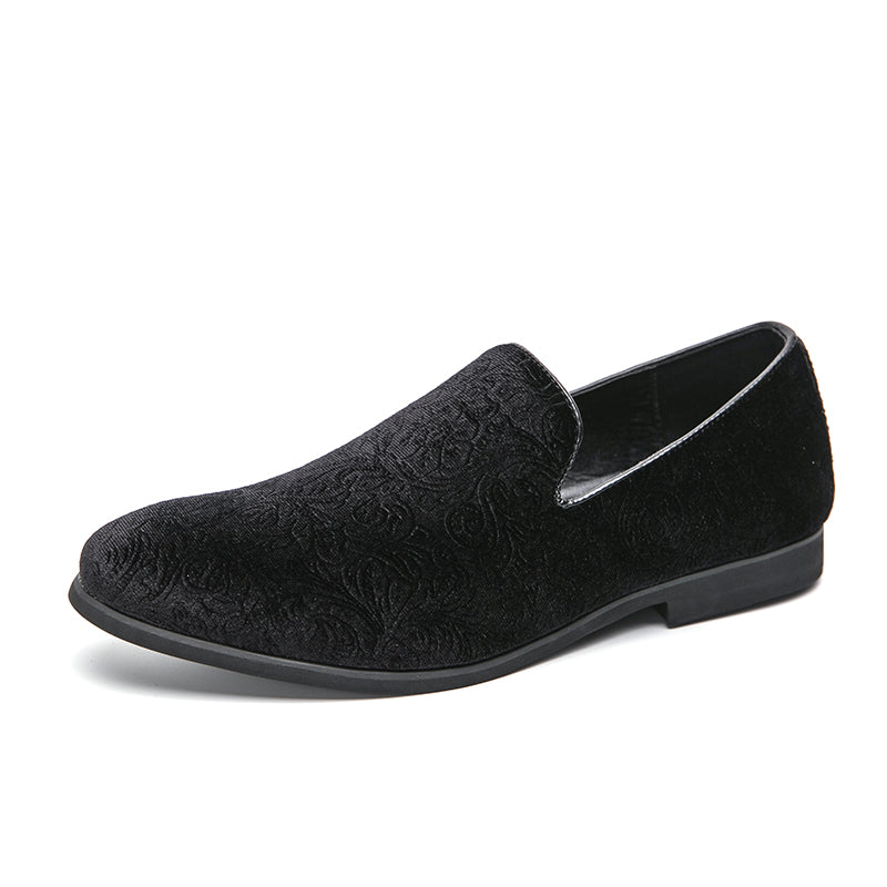 Chaussures à talon en daim fleuri pour hommes, chaussures en cuir grande taille à bordure croisée | 2223