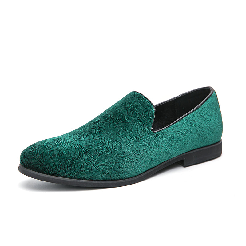 Chaussures à talon en daim fleuri pour hommes, chaussures en cuir grande taille à bordure croisée | 2223