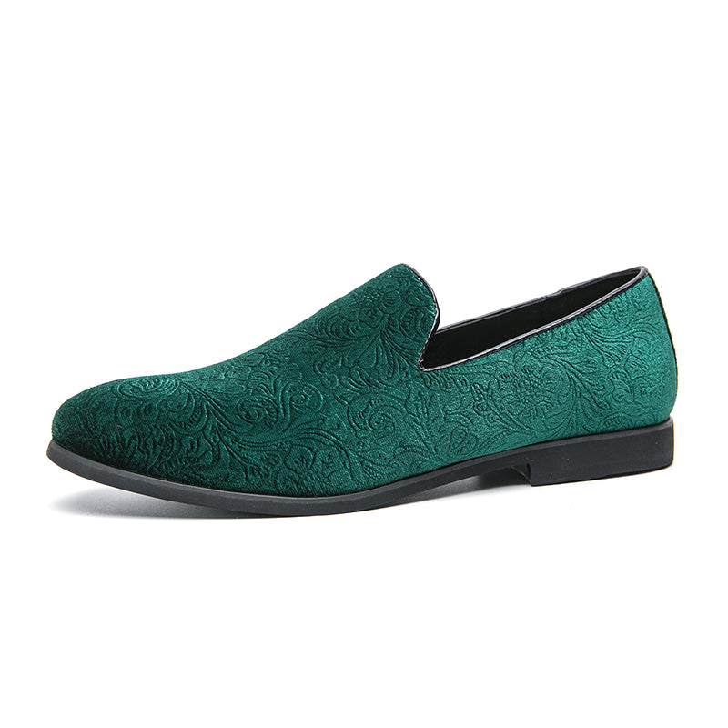 Chaussures à talon en daim fleuri pour hommes, chaussures en cuir grande taille à bordure croisée | 2223