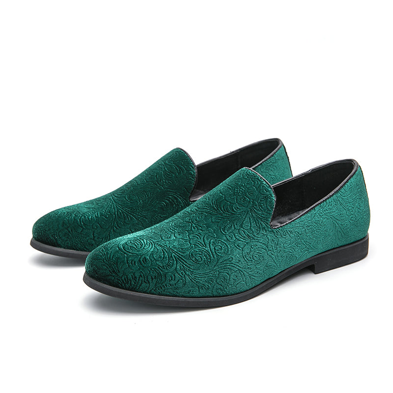 Chaussures à talon en daim fleuri pour hommes, chaussures en cuir grande taille à bordure croisée | 2223