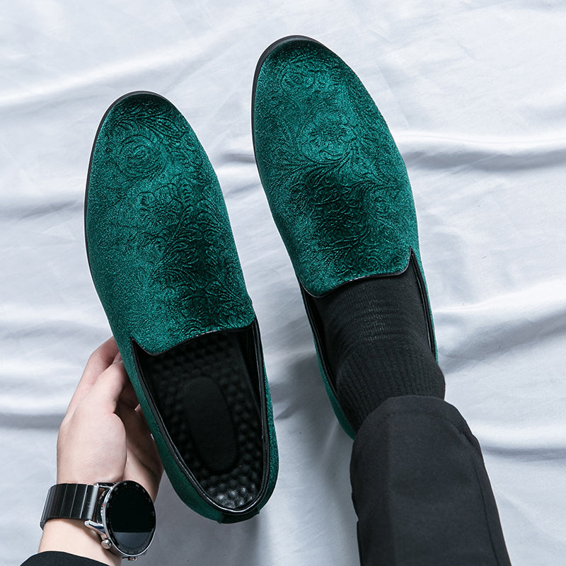 Chaussures à talon en daim fleuri pour hommes, chaussures en cuir grande taille à bordure croisée | 2223