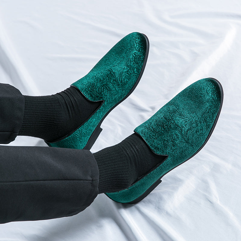 Chaussures à talon en daim fleuri pour hommes, chaussures en cuir grande taille à bordure croisée | 2223