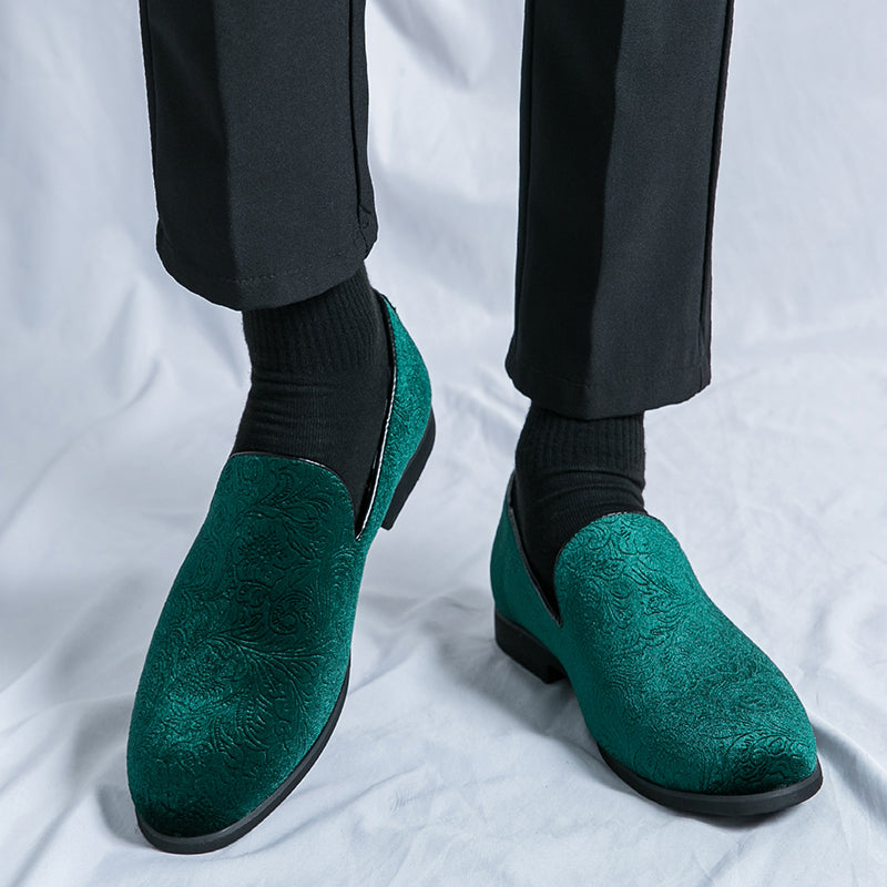 Chaussures à talon en daim fleuri pour hommes, chaussures en cuir grande taille à bordure croisée | 2223