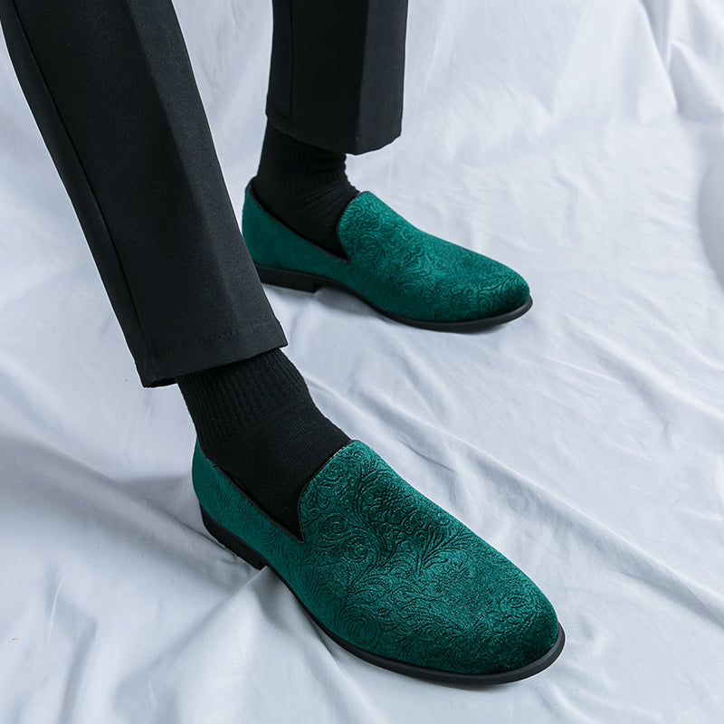 Chaussures à talon en daim fleuri pour hommes, chaussures en cuir grande taille à bordure croisée | 2223