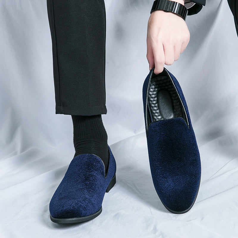 Chaussures à talon en daim fleuri pour hommes, chaussures en cuir grande taille à bordure croisée | 2223