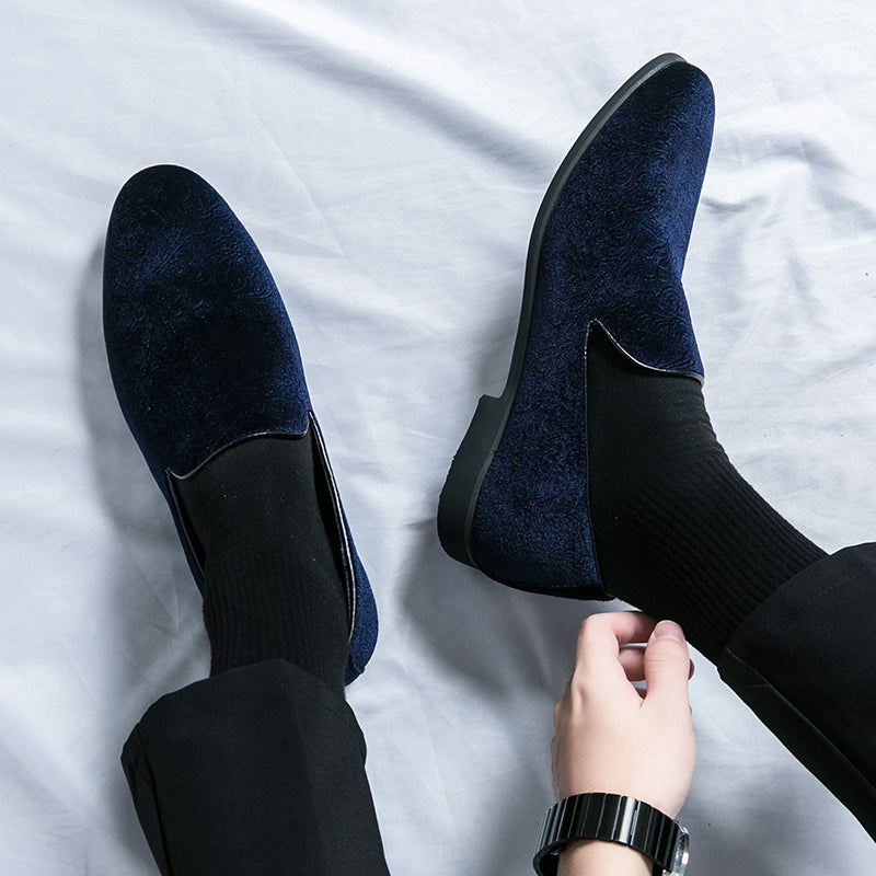 Chaussures à talon en daim fleuri pour hommes, chaussures en cuir grande taille à bordure croisée | 2223