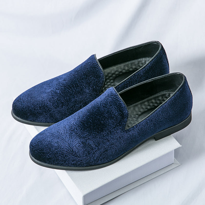 Chaussures à talon en daim fleuri pour hommes, chaussures en cuir grande taille à bordure croisée | 2223