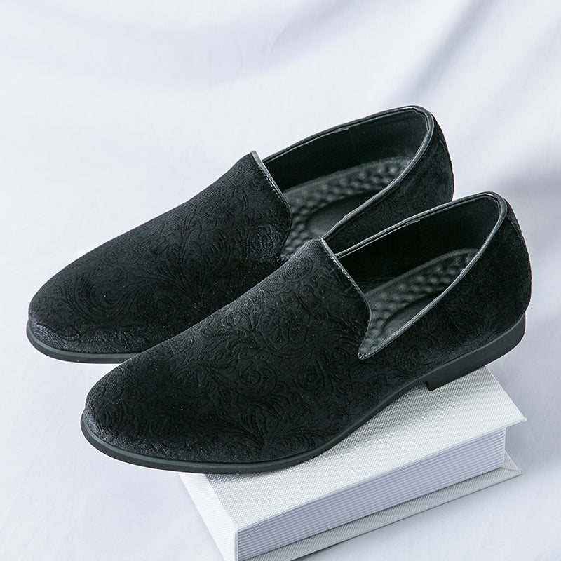 Chaussures à talon en daim fleuri pour hommes, chaussures en cuir grande taille à bordure croisée | 2223