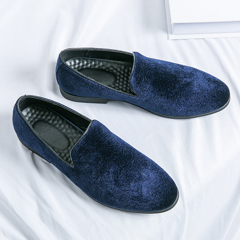 Chaussures à talon en daim fleuri pour hommes, chaussures en cuir grande taille à bordure croisée | 2223