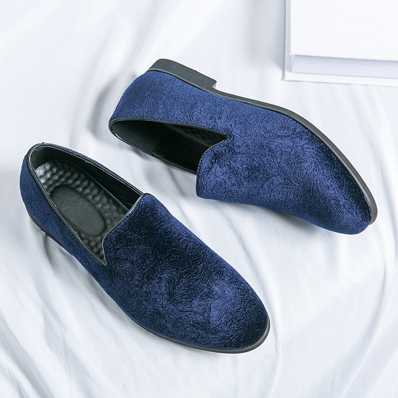 Chaussures à talon en daim fleuri pour hommes, chaussures en cuir grande taille à bordure croisée | 2223
