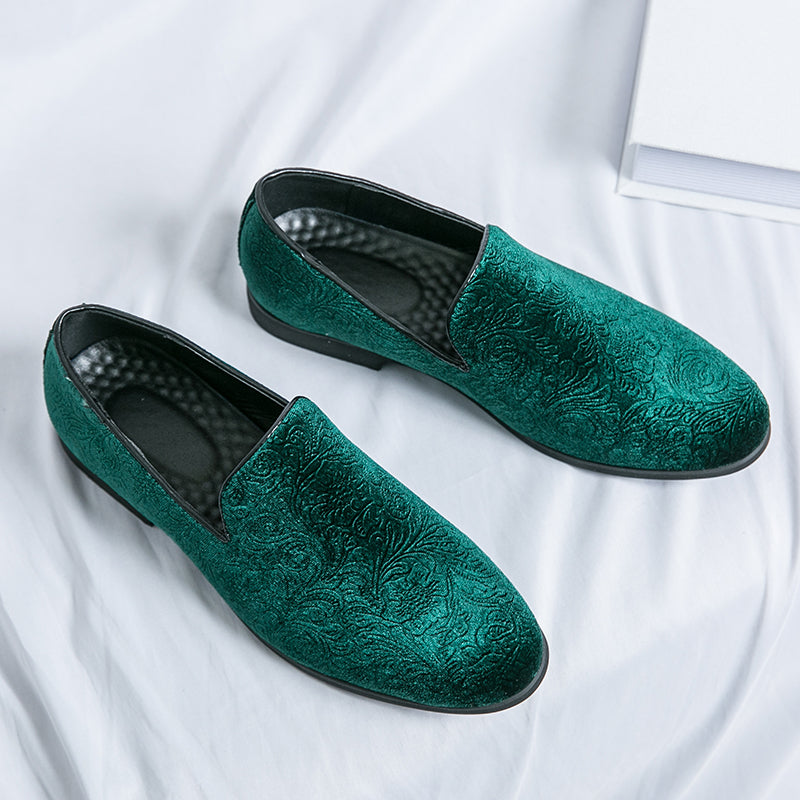 Chaussures à talon en daim fleuri pour hommes, chaussures en cuir grande taille à bordure croisée | 2223