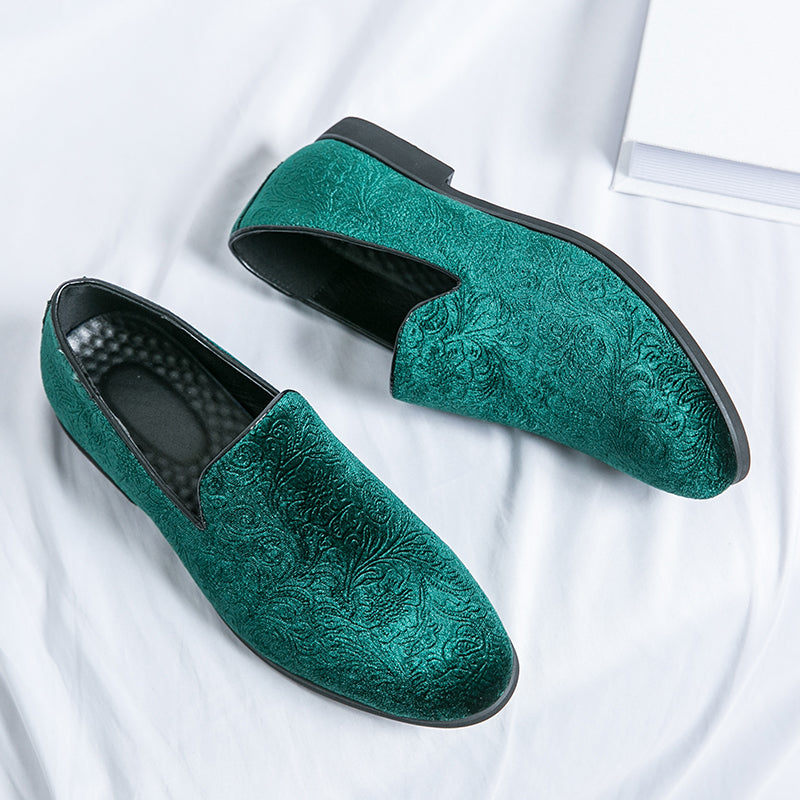 Chaussures à talon en daim fleuri pour hommes, chaussures en cuir grande taille à bordure croisée | 2223