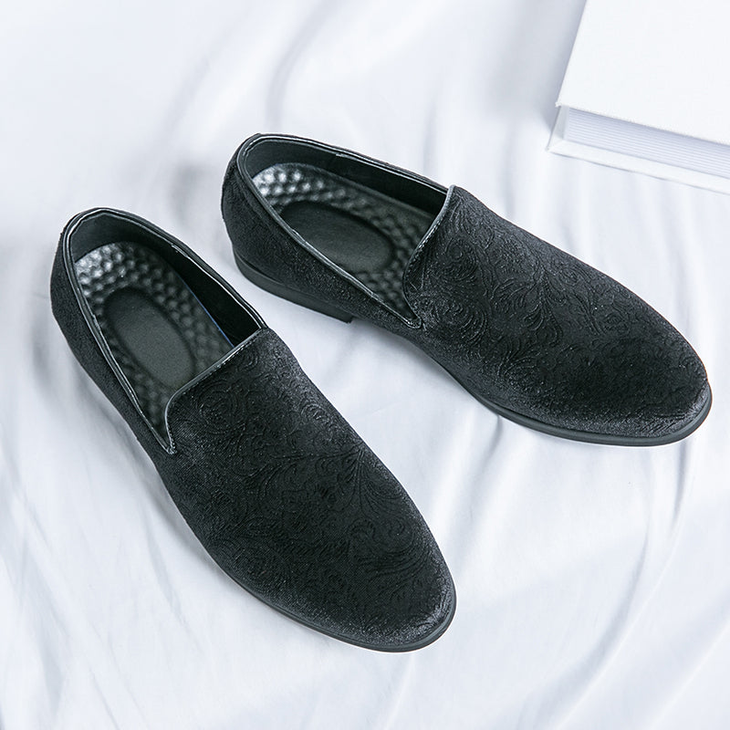Chaussures à talon en daim fleuri pour hommes, chaussures en cuir grande taille à bordure croisée | 2223