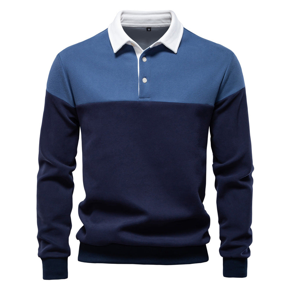 Men's Long Sleeve Polo Collar Sweatshirt - 2025 Spring Casual Streetwear Top | HD3006