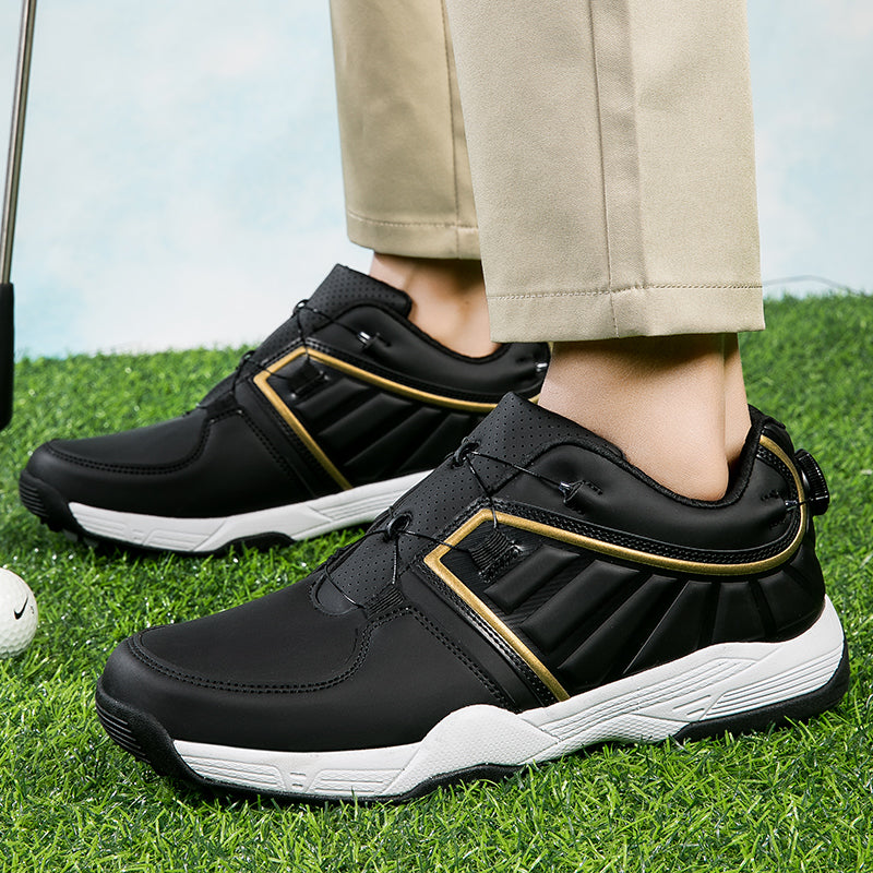 Scarpe da golf da uomo con allacciatura rapida, in pelle, antiscivolo | G160