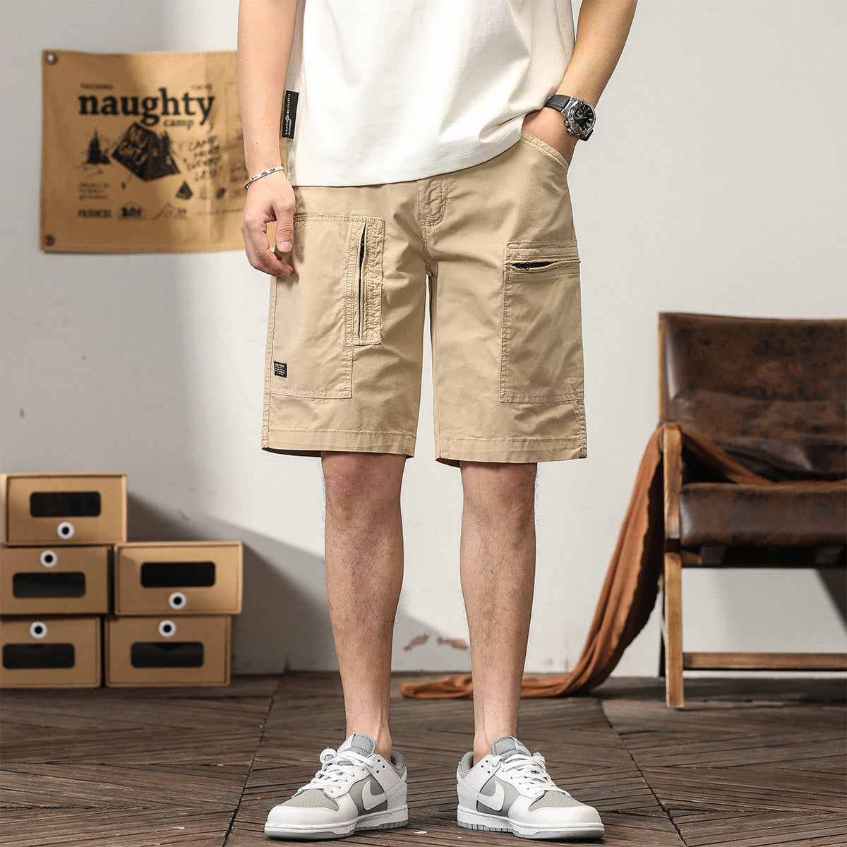 Short cargo tactique d'extérieur à poches multiples pour homme, coupe décontractée | G3680
