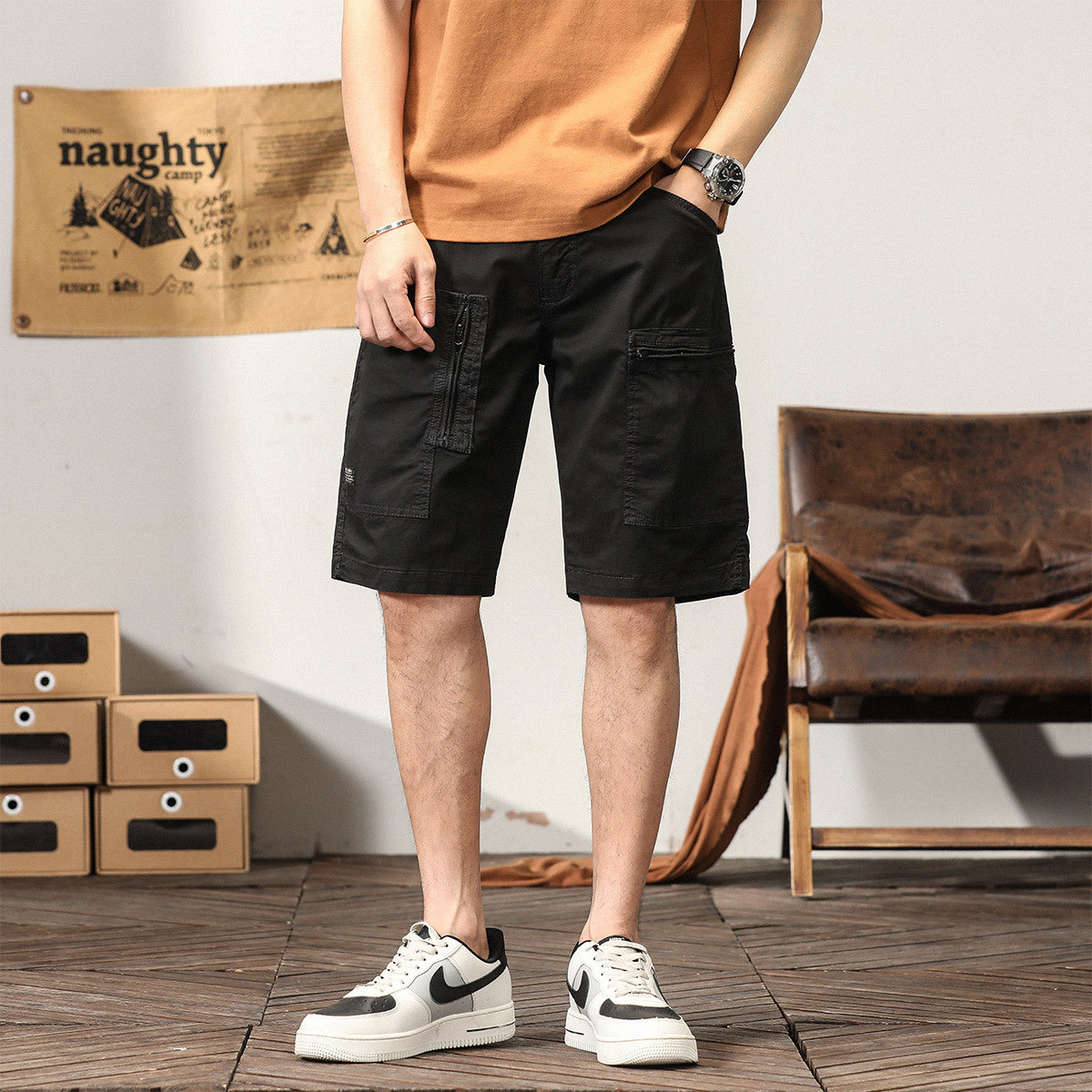 Short cargo tactique d'extérieur à poches multiples pour homme, coupe décontractée | G3680