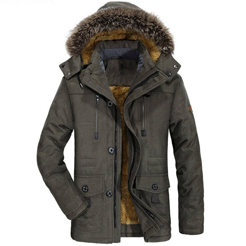 Veste à capuche en coton pour homme, manteau mince doublé en polaire épaisse, parka chaude et décontractée | 7176