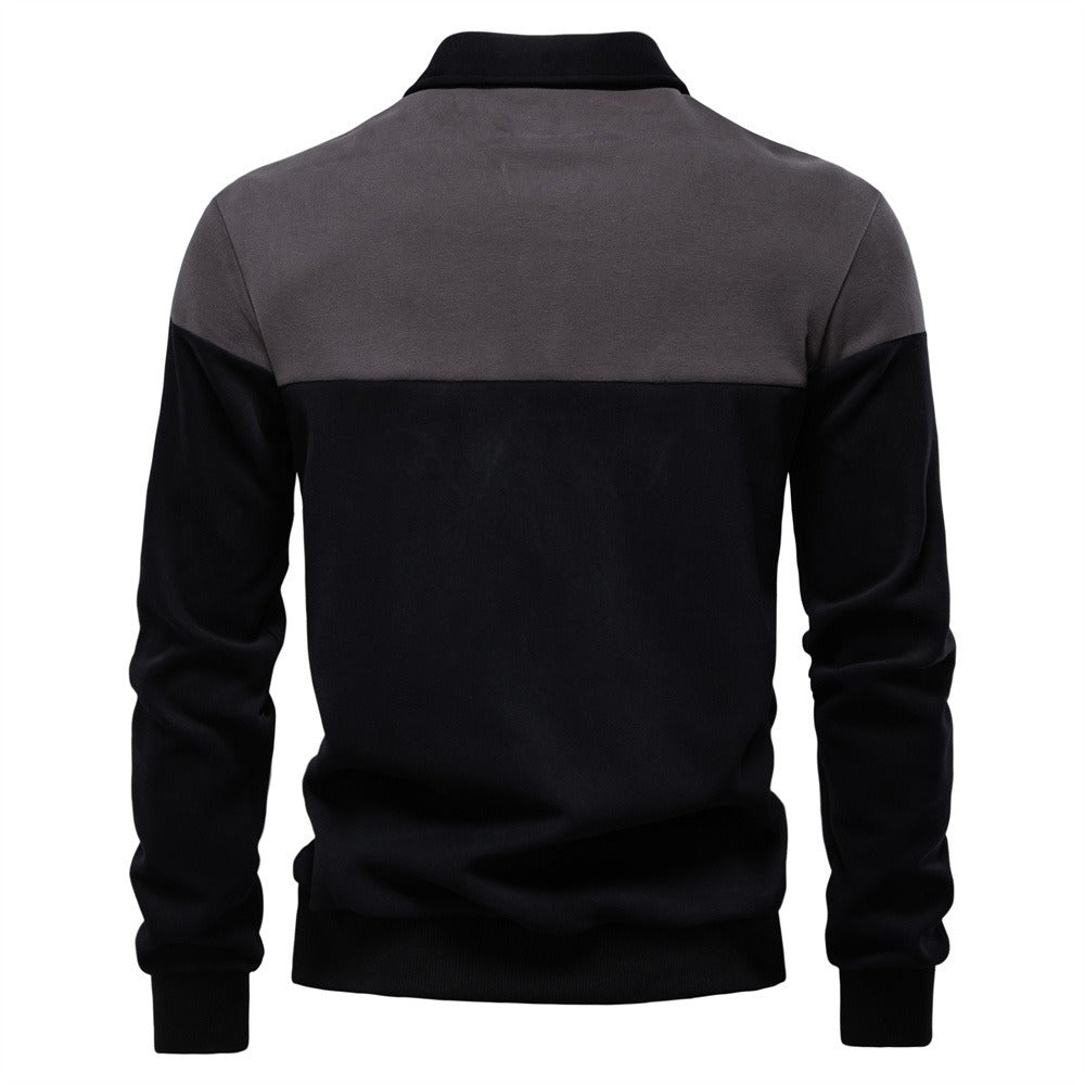 Men's Long Sleeve Polo Collar Sweatshirt - 2025 Spring Casual Streetwear Top | HD3006