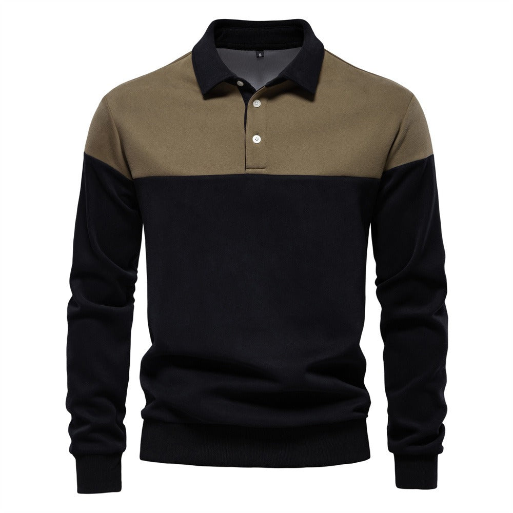 Men's Long Sleeve Polo Collar Sweatshirt - 2025 Spring Casual Streetwear Top | HD3006