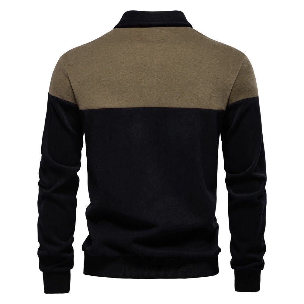 Men's Long Sleeve Polo Collar Sweatshirt - 2025 Spring Casual Streetwear Top | HD3006